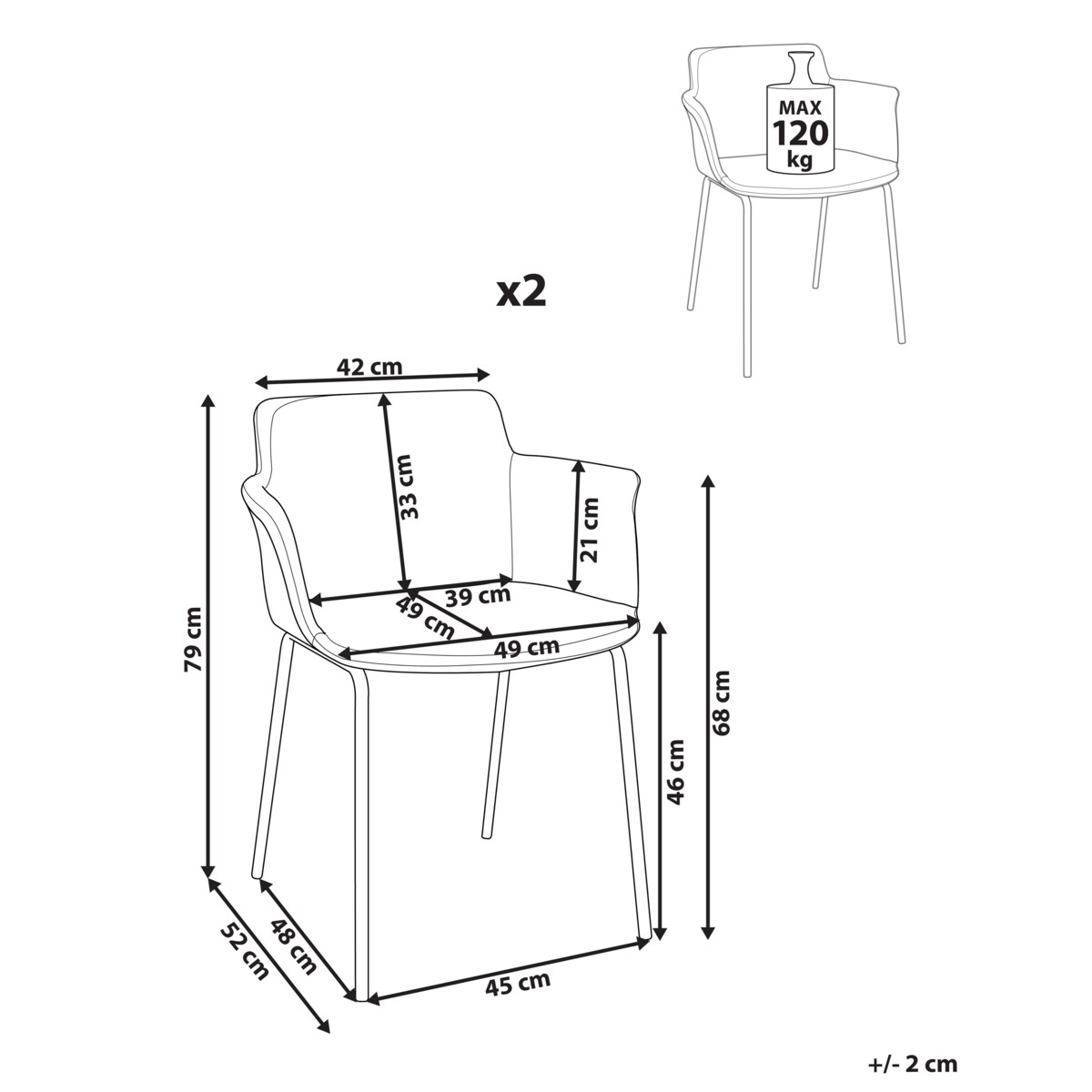 Krzesło do jadalni BELFIELD Zestaw 2 Tkanina Zielony