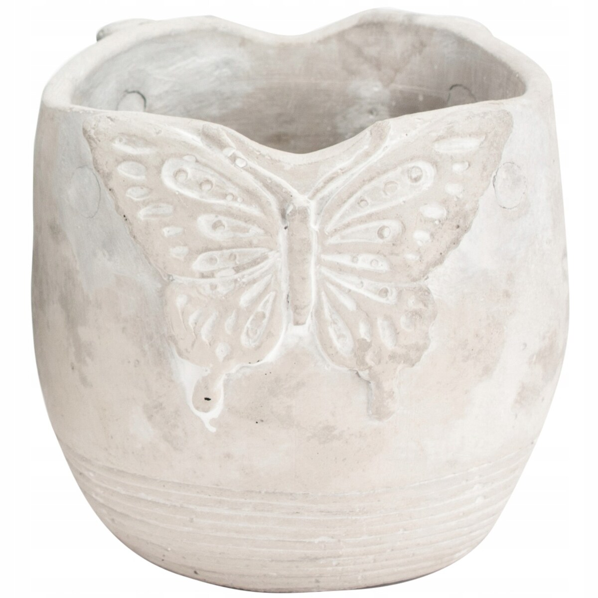 DONICZKA MAŁA BETONOWA SZARA MOTYL LOFT BOHO 8cm NA KWIATY PARAPET OSŁONKA