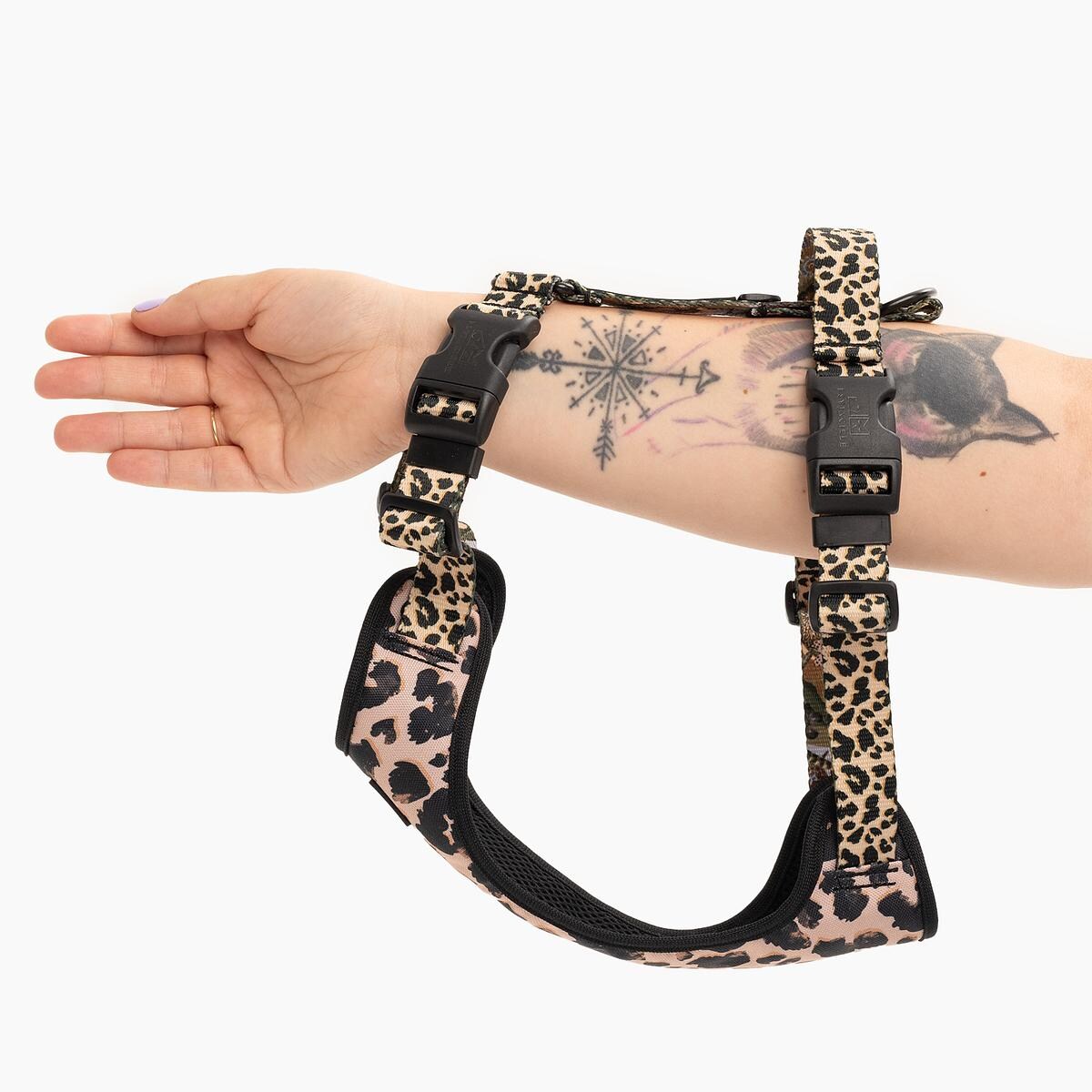 Szelki bezuciskowe Stay on "PANtera mi kupi" z panterkowym przodem - Szerokość taśmy: 38mm, Rozmiar: XL