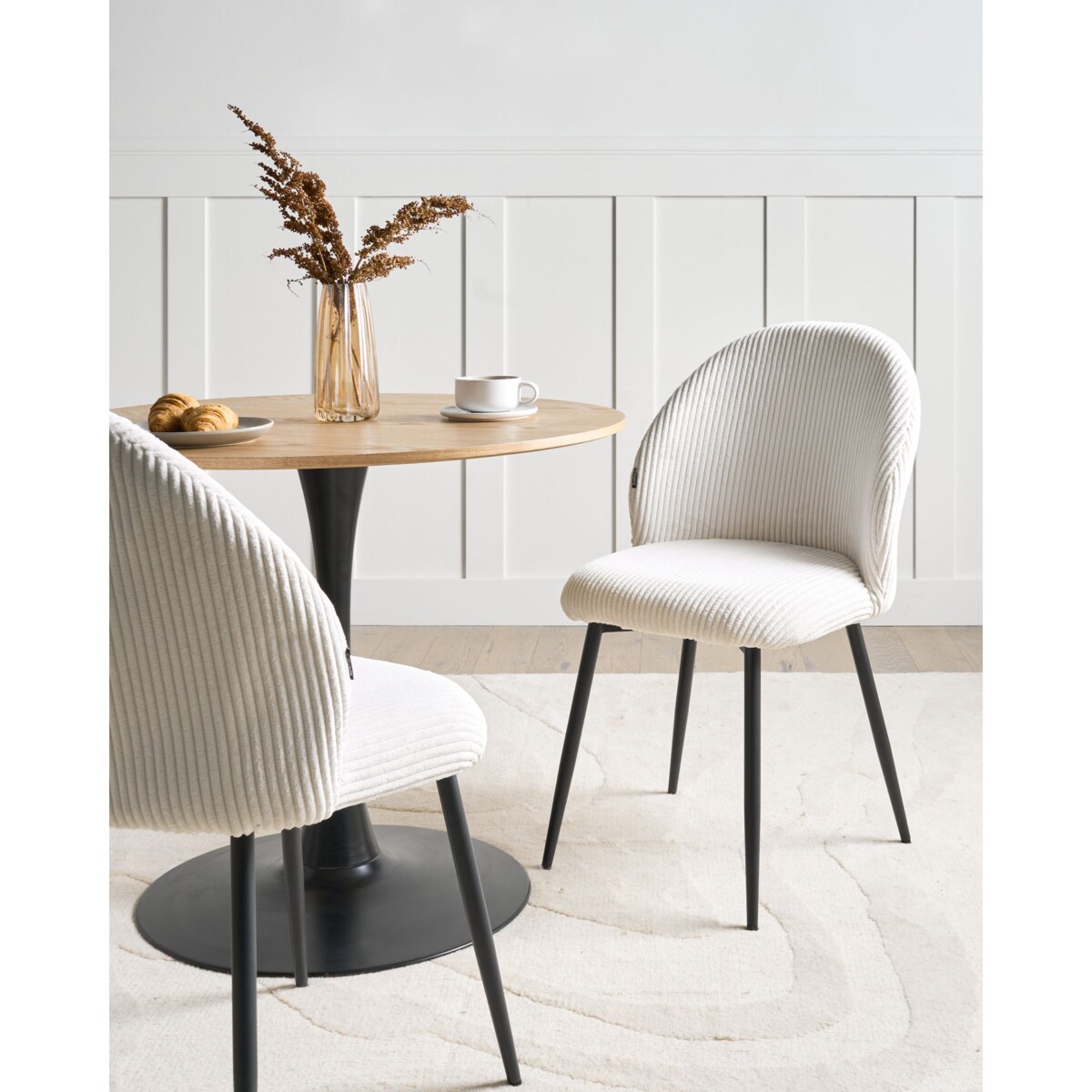 Zestaw 2 krzeseł do jadalni ELOY Sztruks Złamana biel