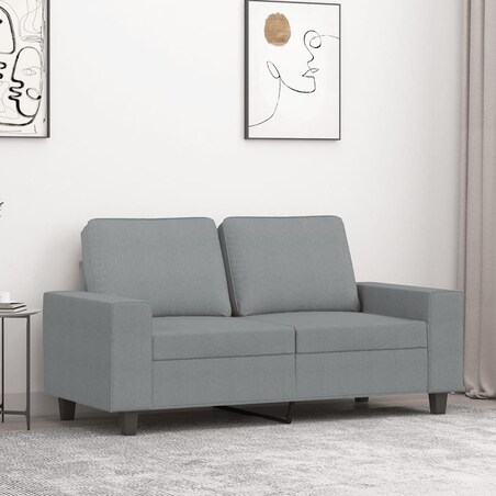 vidaXL Sofa 2-osobowa, jasnoszara, 120 cm, tapicerowana tkaniną