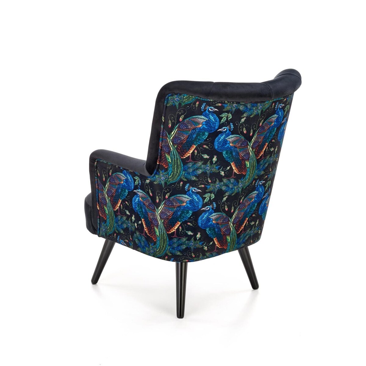 FOTEL WYPOCZYNKOWY Gredos czarny Z WZOREM PTAKA