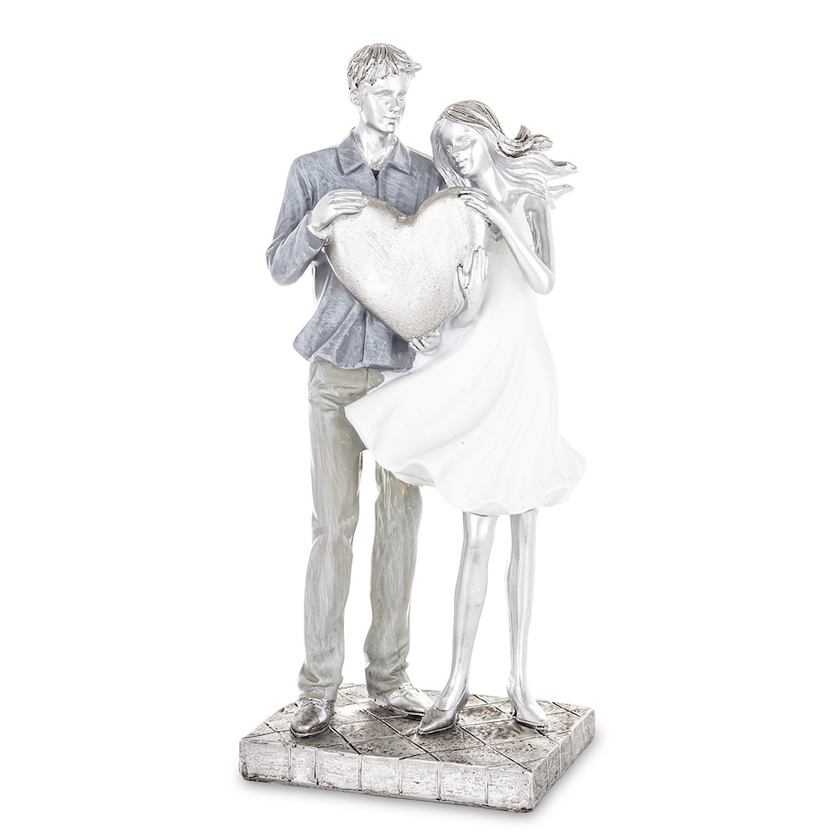 Dekoracja - figurka 26x11x8 cm PARA - z dużym sercem