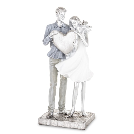 Dekoracja - figurka 26x11x8 cm PARA - z dużym sercem
