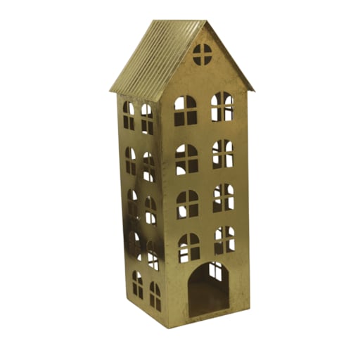 Domek metalowy 4-piętrowy złoty 56x21x20 cm QUIZILNIK