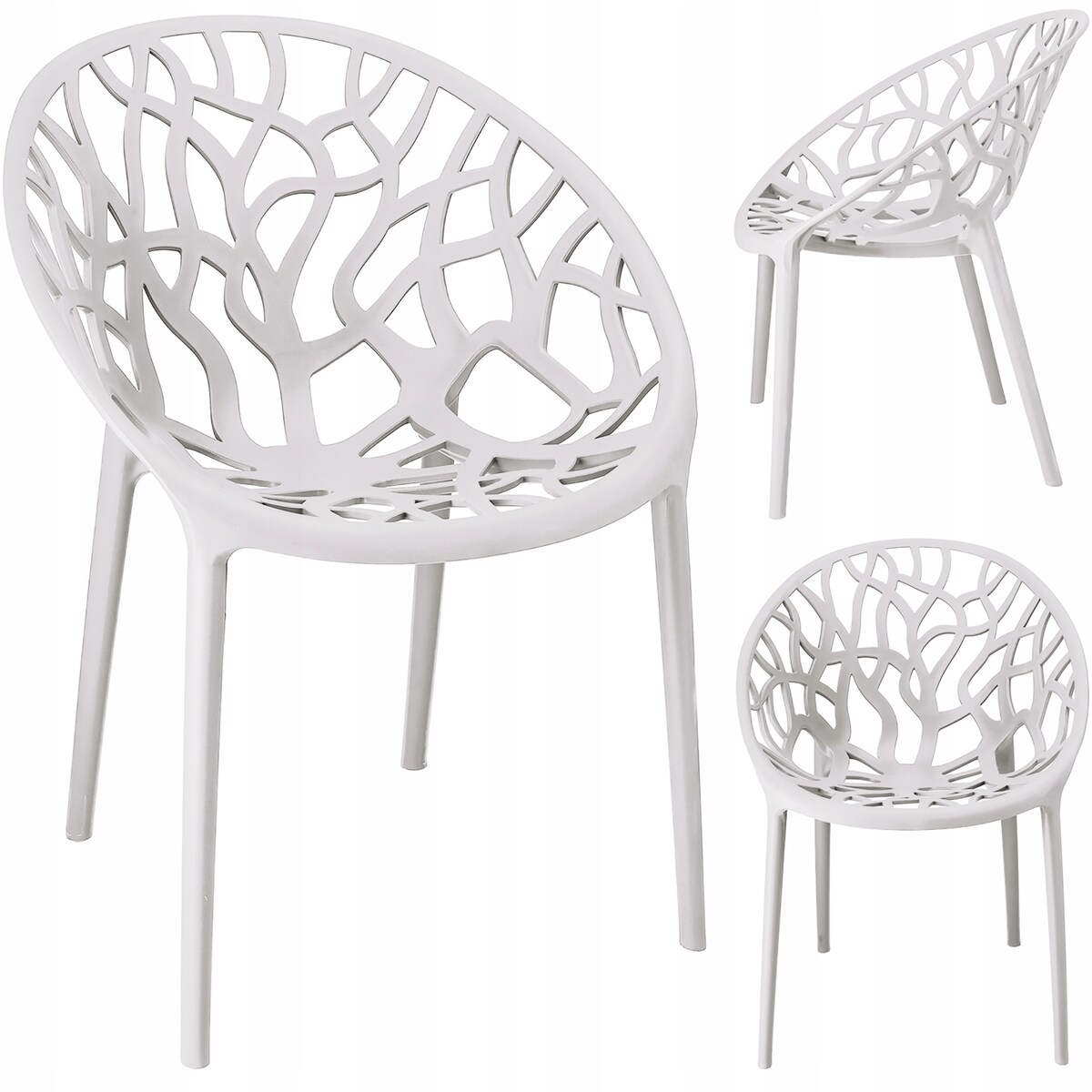 Krzesło eleganckie plastikowe ALBERO białe