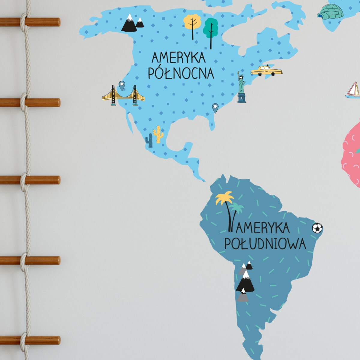 Naklejka na ścianę Mapa świata kolorowa L