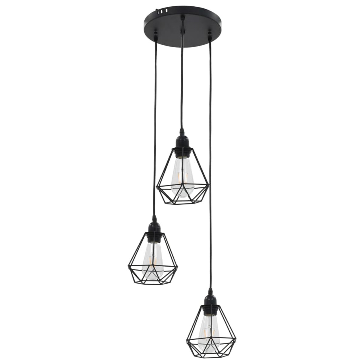 vidaXL Lampa sufitowa, diamentowe klosze, czarna, 3 żarówki E27