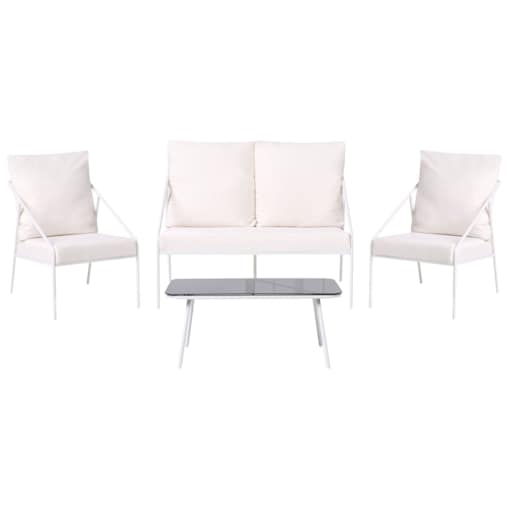 Zestaw ogrodowy ze stolikiem dla 4 osób USTICA Metal Biały