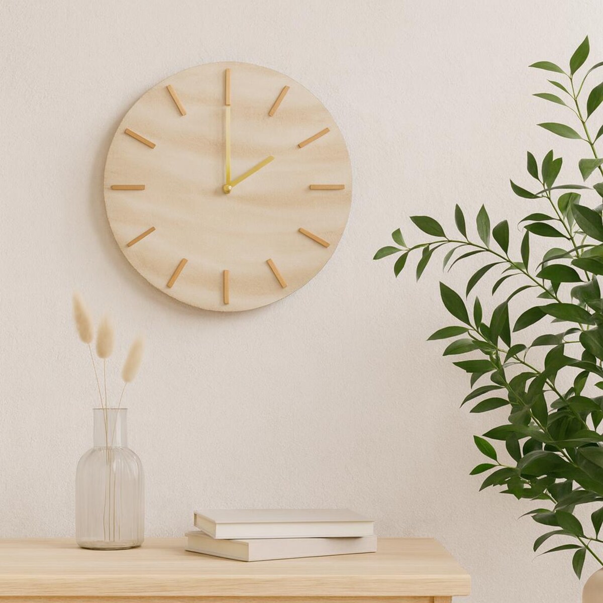 Minimalistyczny zegar ścienny SUM, wzór marmuru, Ø 30 cm