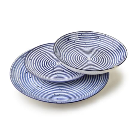 STRIPES BLUE Komplet obiadowy 18cz.27/19/20cm miska 550ml