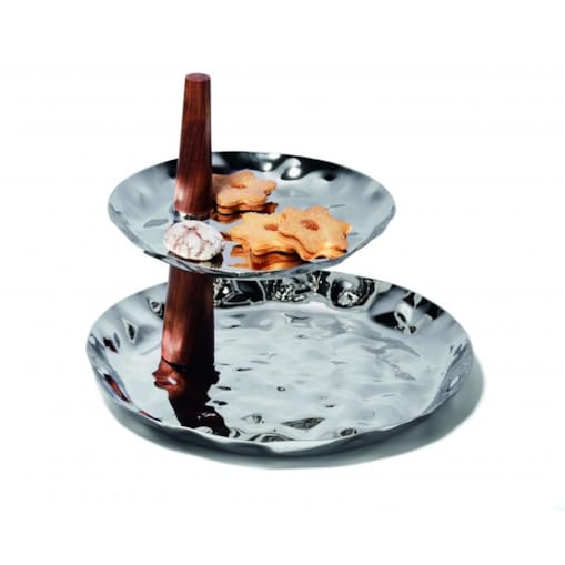 Etażerka Valencia, stal nierdzewna, drewno