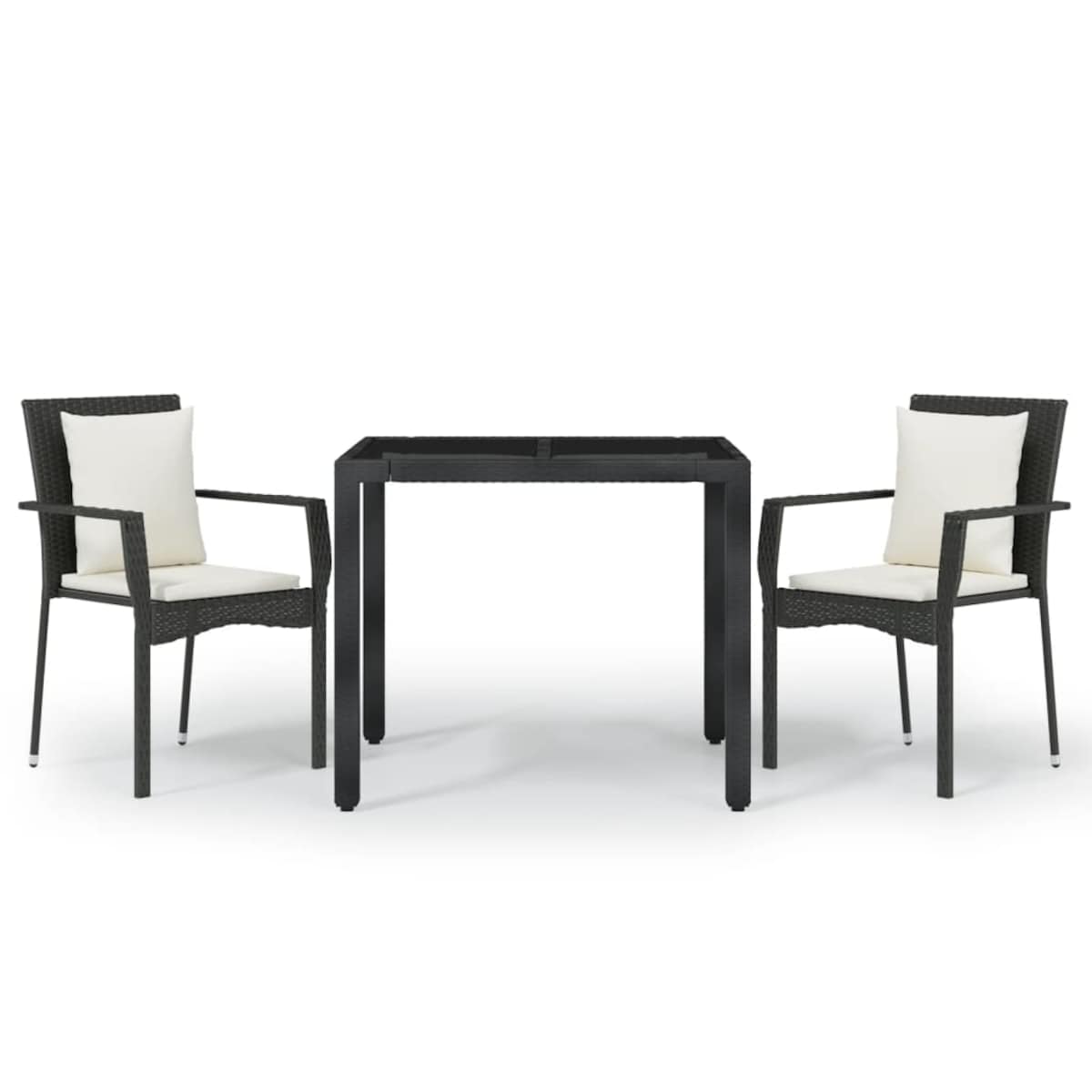 vidaXL 3-cz. zestaw mebli ogrodowych z poduszkami, czarny rattan PE