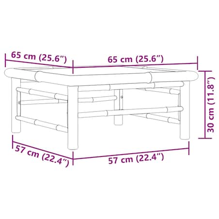 vidaXL Stolik ogrodowy, 65x65x30 cm, bambusowy