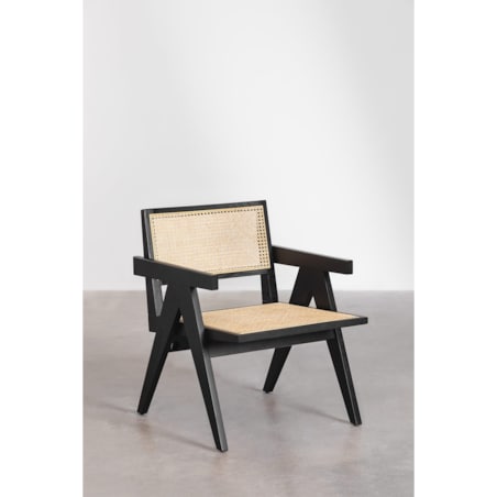 Fotel drewniany z plecionką wiedeńską Kiemer czarny