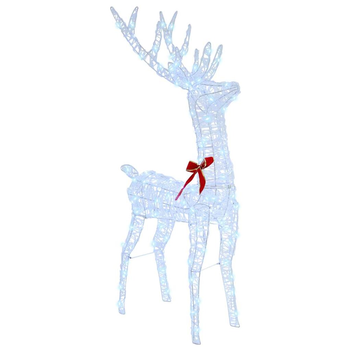 vidaXL Renifer ciągnący sanie Zimna biel 70 x 26 x 128,5 cm Akryl