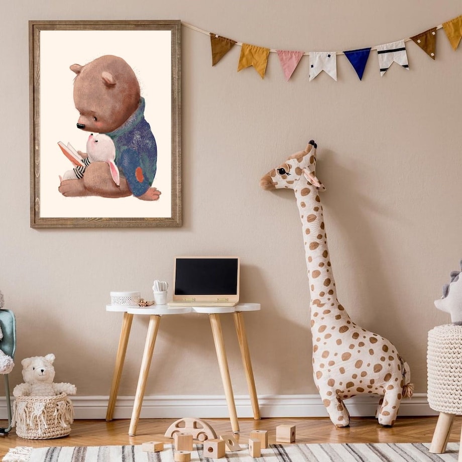 Poster Story, Plakat, Obraz - Miś i Zajączek na Dobranoc, wymiary 42 x 60 cm