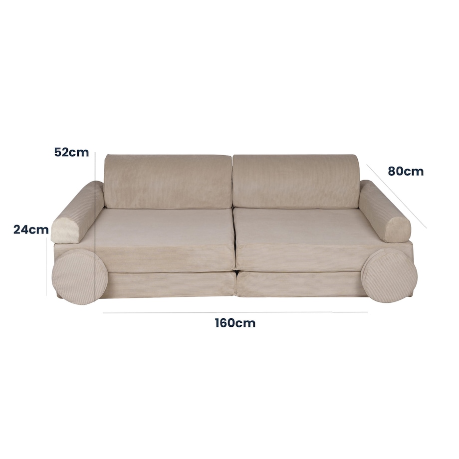 Sofa dla Dzieci Slimcord, Sztruksowa, Beżowa
