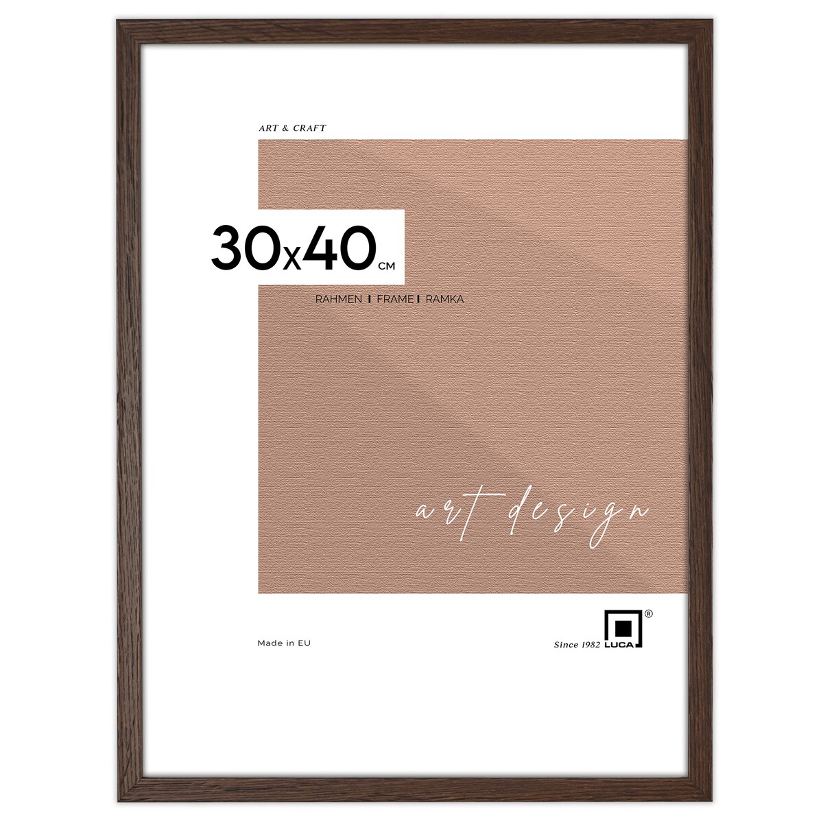 Ramka na zdjęcia 30x40 cm brązowa ciemna rama MDF z plexi wisząca poziom pion klasyczna ramka