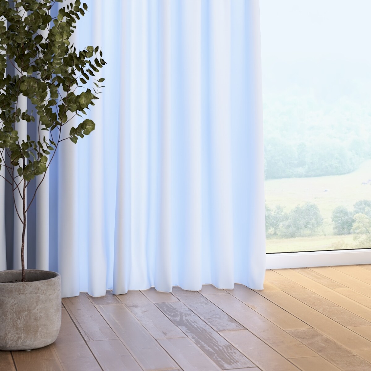 Zasłona na taśmie marszczącej 1 szt. 130x245 pastelowy niebieski