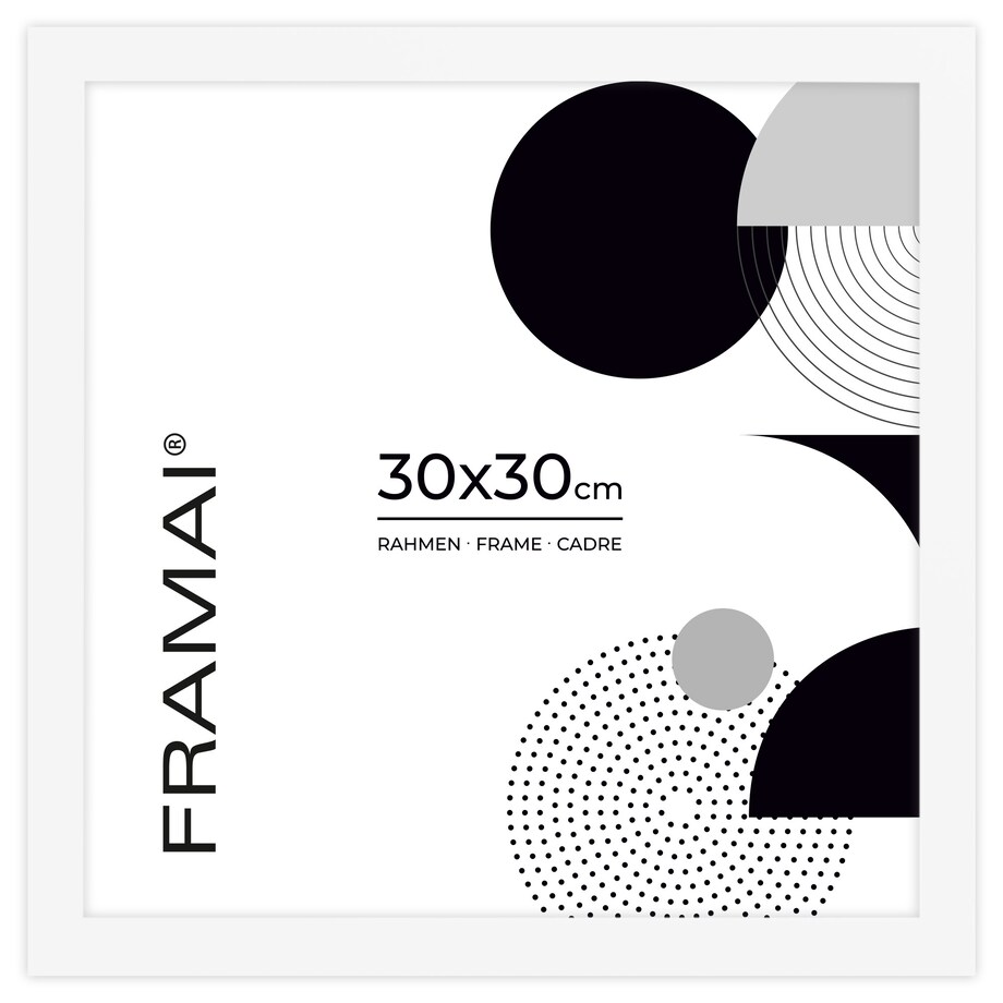 Ramka na zdjęcia 30x30 cm biała rama MDF z plexi do powieszenia pion poziom klasyczna kwadratowa ramka FRAMAI®