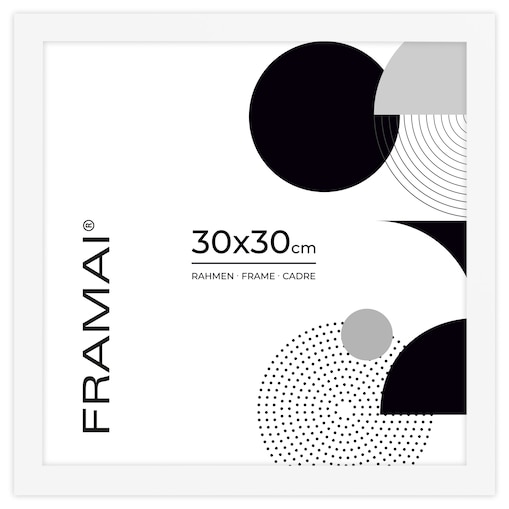 Ramka na zdjęcia 30x30 cm biała rama MDF z plexi do powieszenia pion poziom klasyczna kwadratowa ramka FRAMAI®