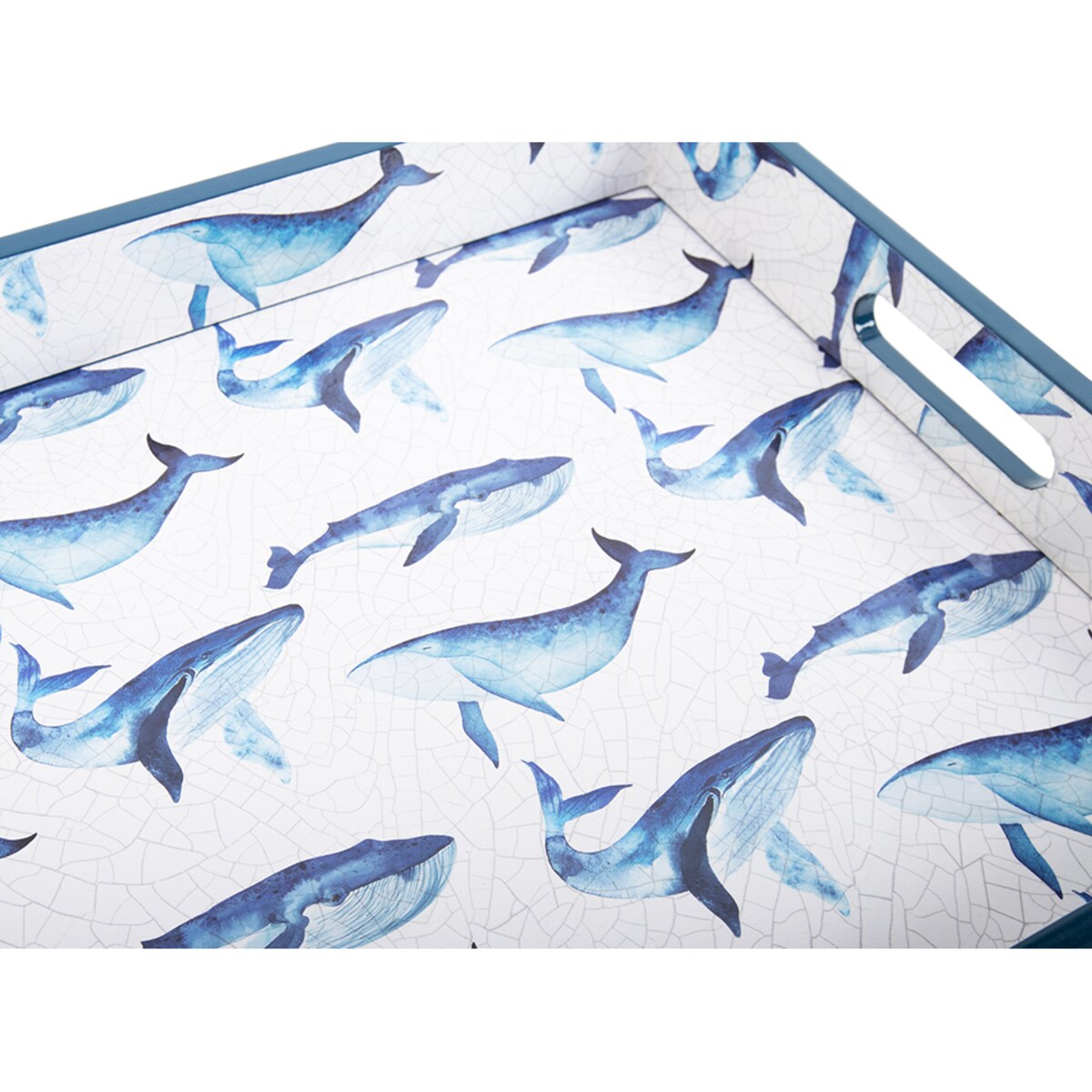 Taca dekoracyjna duża SHP WHALE 40x30 niebieska biała