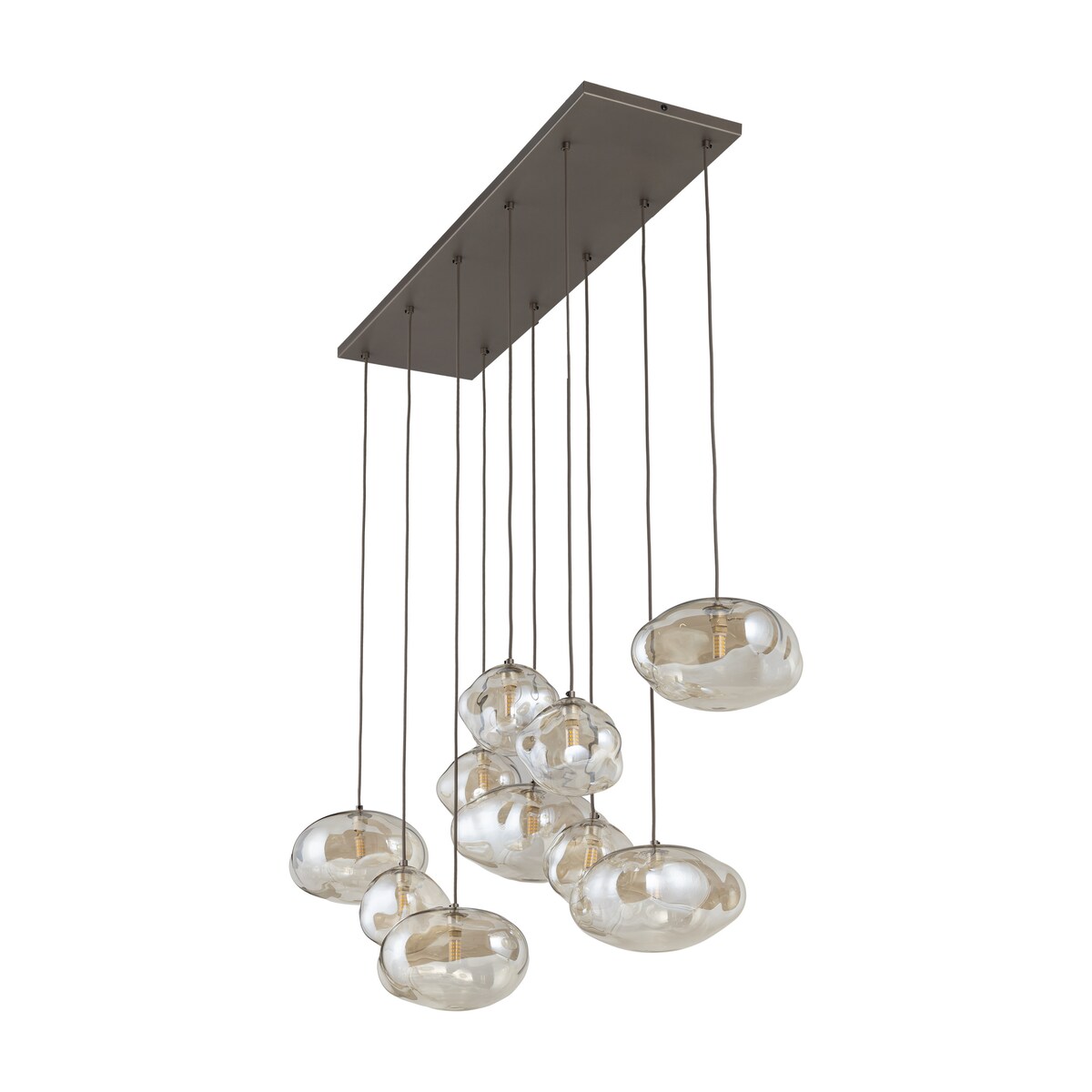 Lampa Wisząca Tk Lighting Nebia Brązowa Tytan 10Xg9 Koniakowe Klosze Nieregularne Szkło