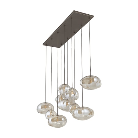 Lampa Wisząca Tk Lighting Nebia Brązowa Tytan 10Xg9 Koniakowe Klosze Nieregularne Szkło