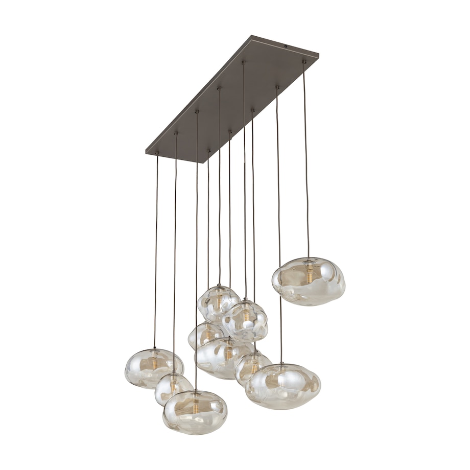 Lampa Wisząca Tk Lighting Nebia Brązowa Tytan 10Xg9 Koniakowe Klosze Nieregularne Szkło