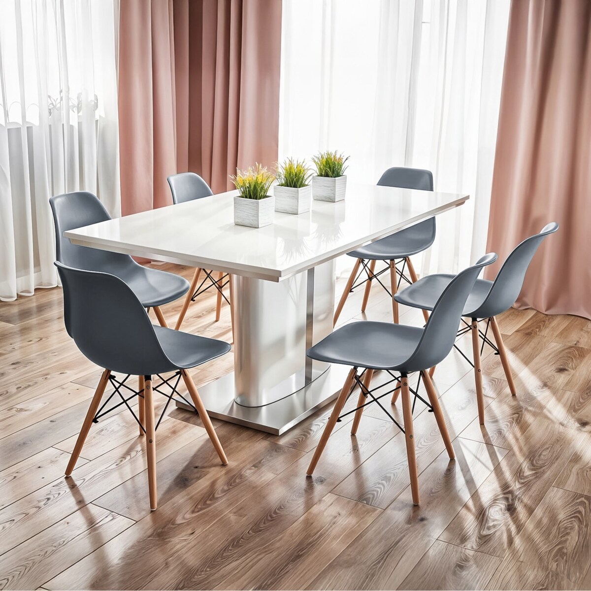 Krzesło skandynawskie wyprofilowane EVA szare