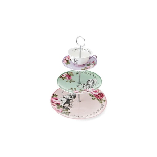 Patera porcelanowa 3-poziomowa Alicja w Krainie Czarów