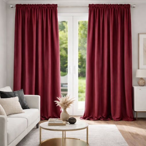 Zasłony na taśmie WELUROWE 140X250 Burgundowe