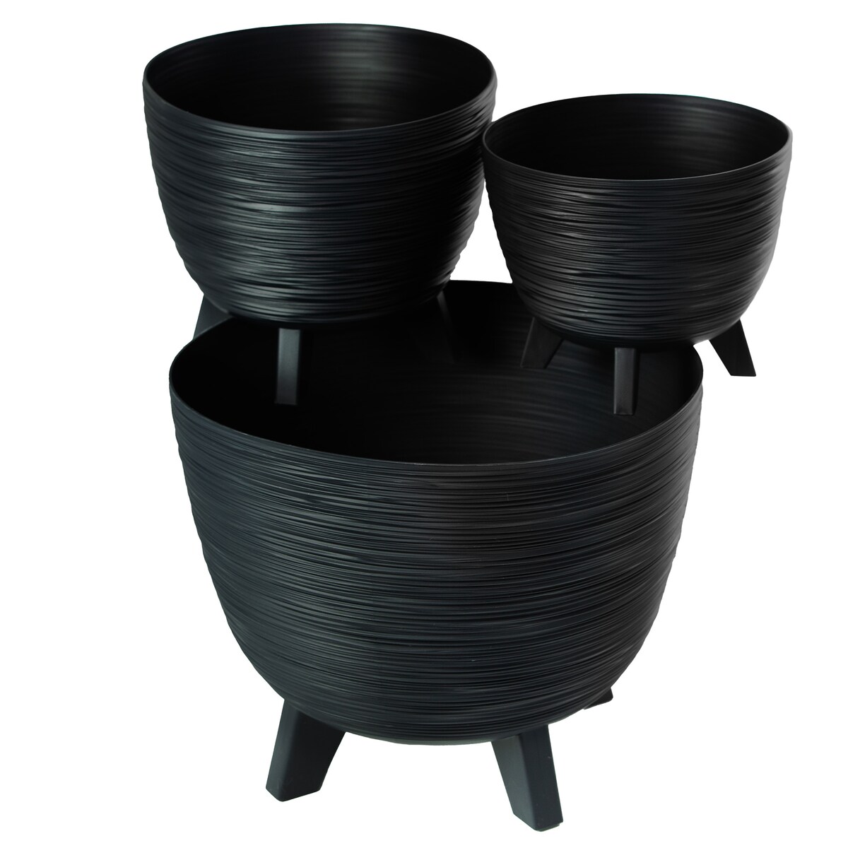 3X Donica Na Kwiaty Zestaw 23,6/29/39,5 Cm Na Nóżkach Doniczka Misa Do Domu Ogrodu