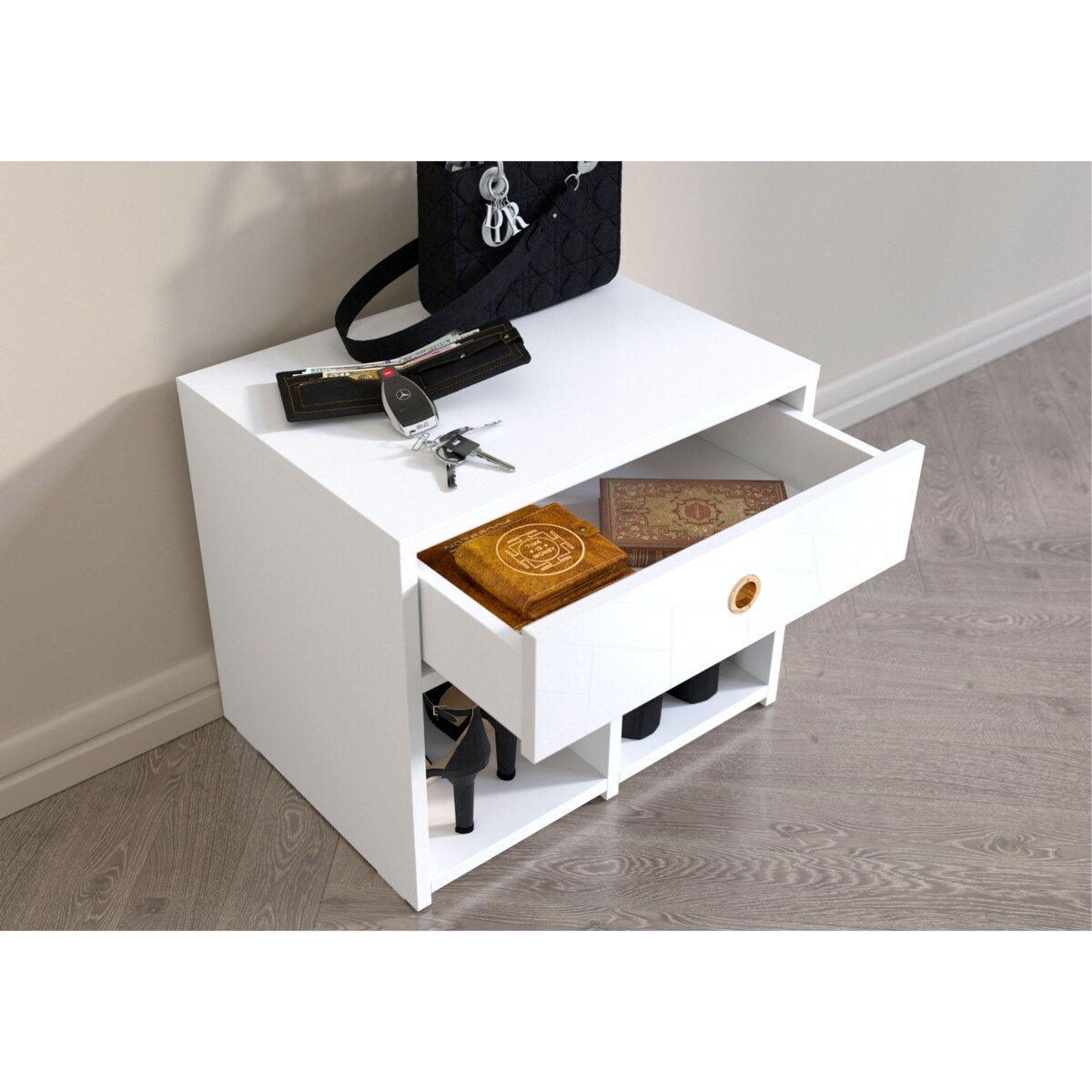 Biała Szafka Mirage z szufladą / wysoki połysk / szer. 54 cm