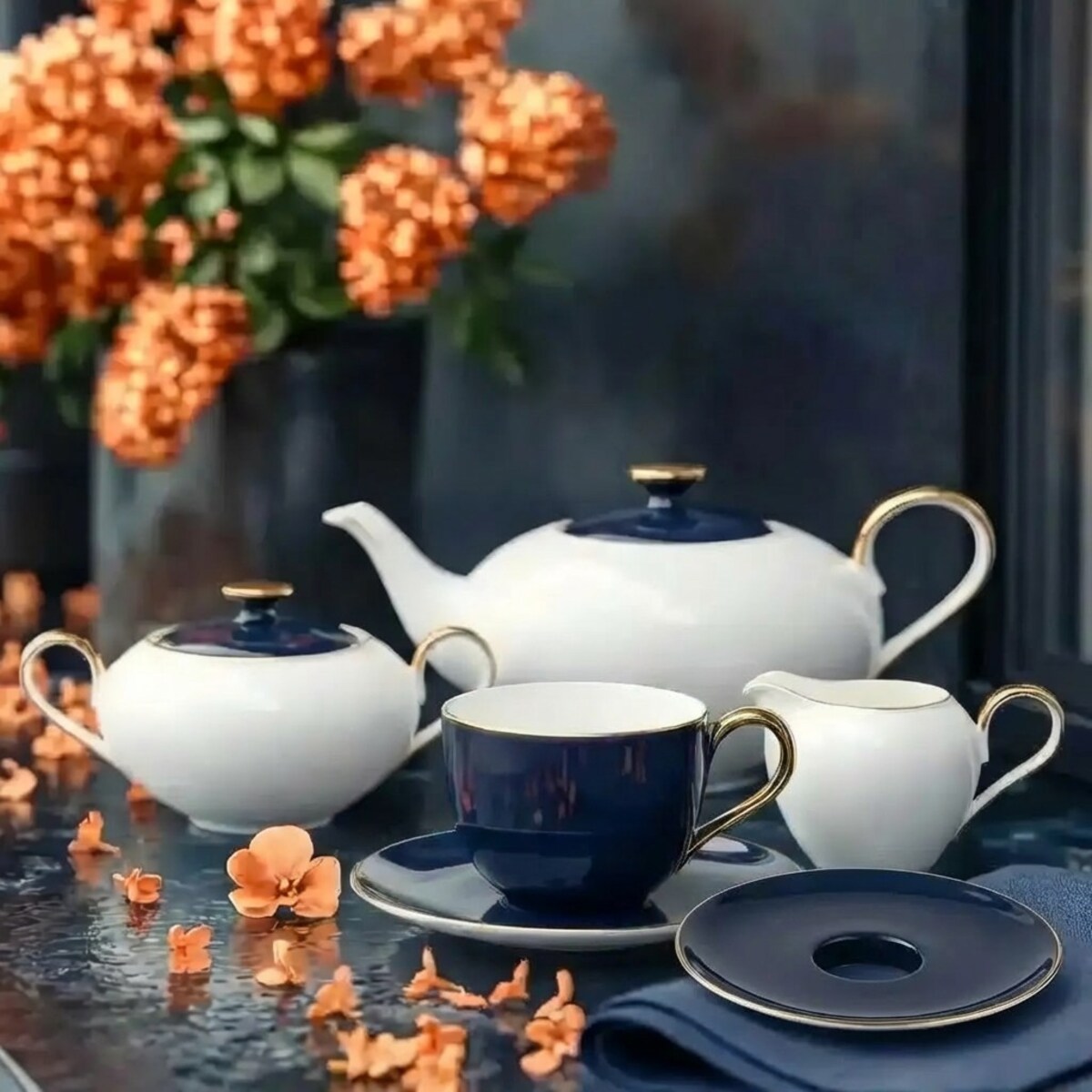 VILLA ITALIA Serwis kawowy na 6 osób porcelanowy Zestaw prezentowy BLUE VELVET