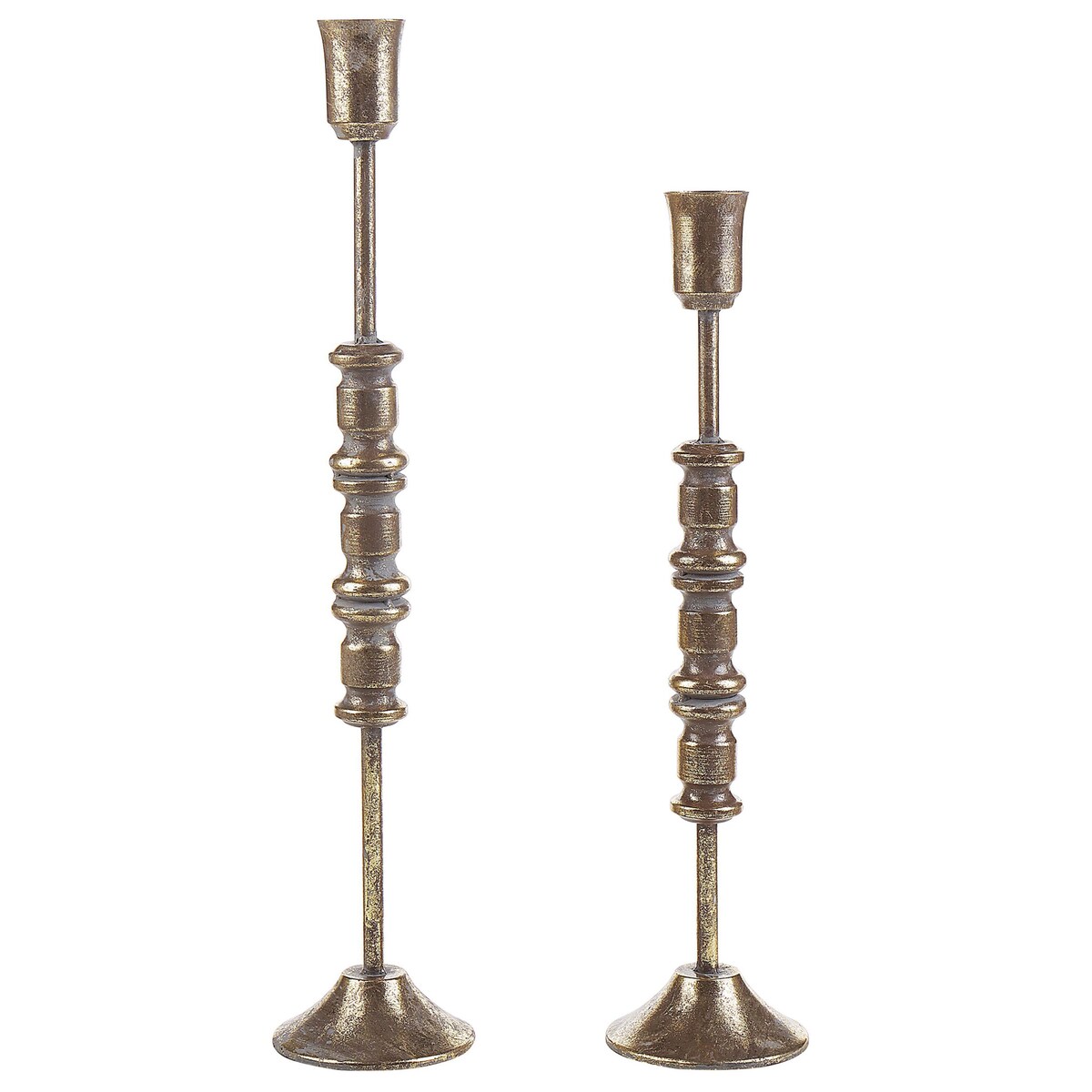 Zestaw 2 świeczników SALAMINA Metal 63/49 cm Złoty