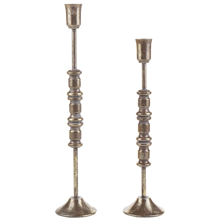 Zestaw 2 świeczników SALAMINA Metal 63/49 cm Złoty