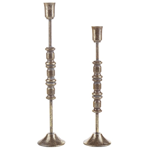 Zestaw 2 świeczników SALAMINA Metal 63/49 cm Złoty