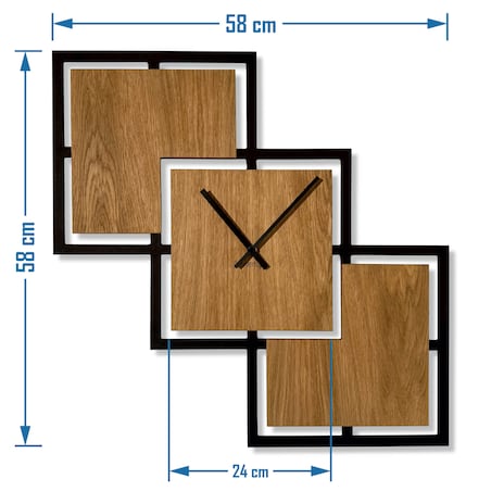 Zegar ścienny Triple 58cm czarny drewniany