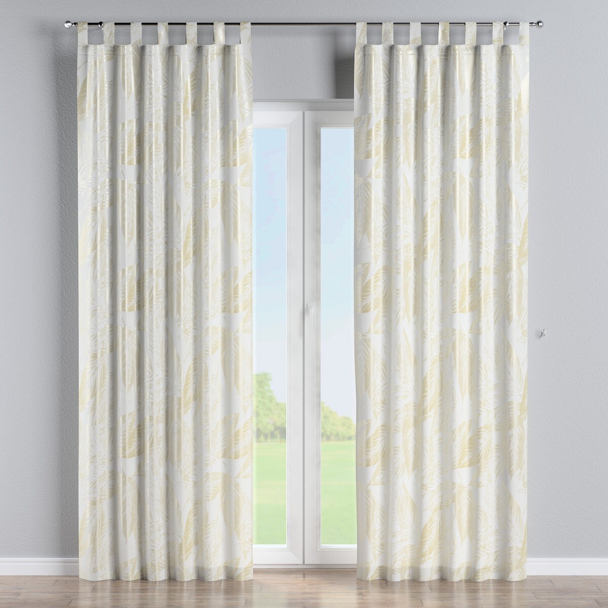 Zasłona na szelkach 1 szt. 130x260 ecru liście