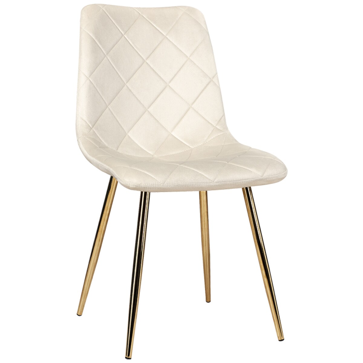 Krzesło tapicerowane beżowe welurowe pikowane glamour złote nogi