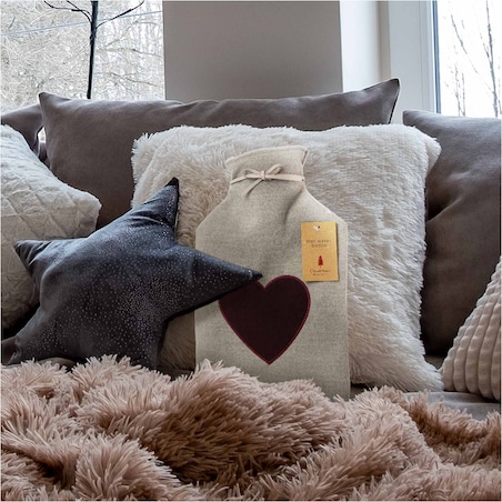 Termofor Duży 1.75L W Pokrowcu W Sweterku Ogrzewacz Na Wodę Serce Szary