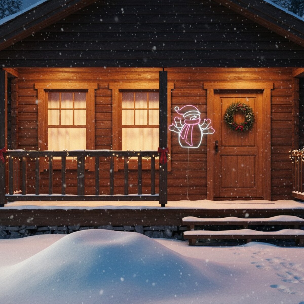 Dekoracja świąteczna LED, bałwan, 68 x 61 cm