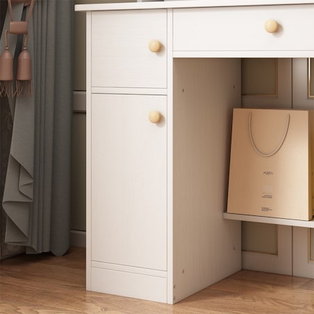 Toaletka z lustrem z szufladami biała glamour styl skandynawski