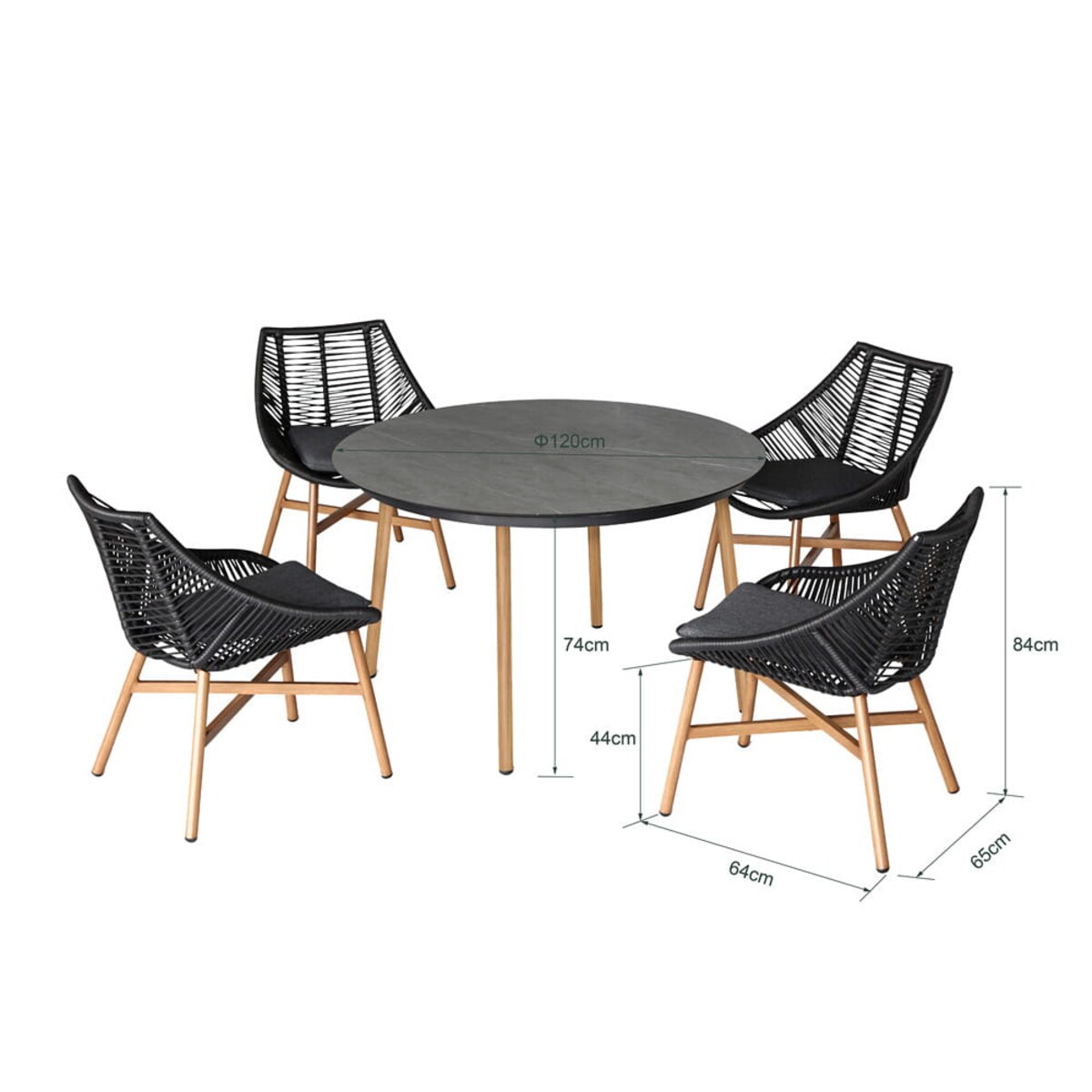 Zestaw mebli ogrodowych jadalnianych Holand 4 osobowy
