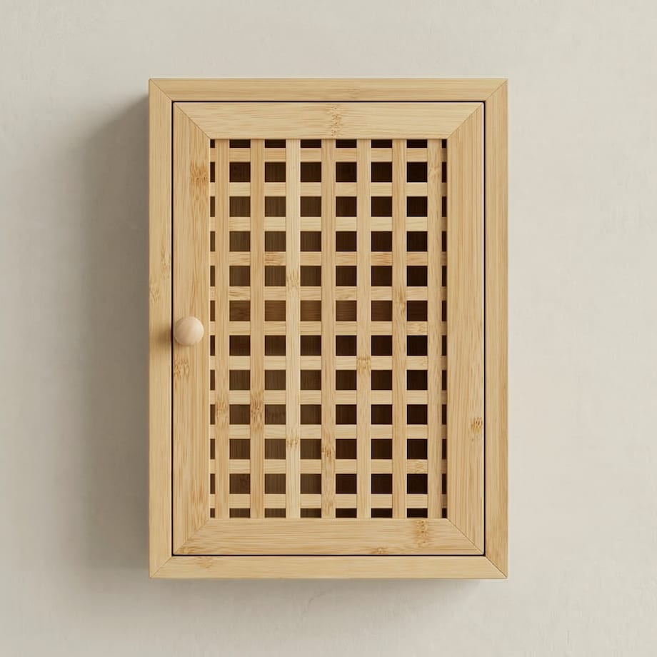 Wisząca szafka na klucze KIZU, 19 x 27 x 6 cm, bambus