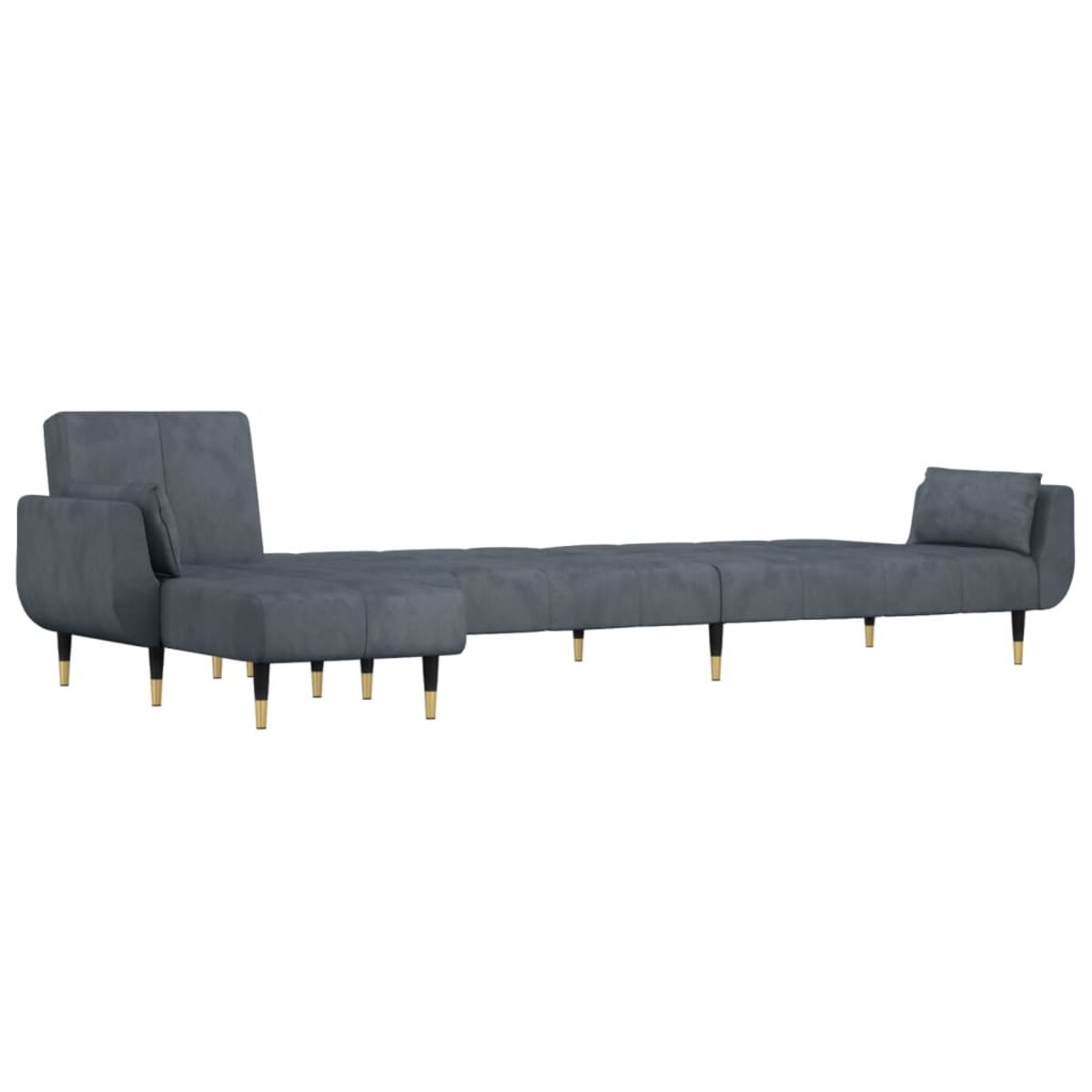 vidaXL Sofa rozkładana L, ciemnoszara, 275x140x70 cm, aksamit