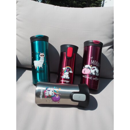 Kubek termiczny Contigo Pinnacle 300 ml z nadrukiem - malinowy, unicorn rainbow