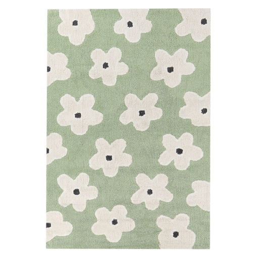 Dywan dziecięcy bawełniany w kwiaty 140 x 200 cm zielony MOKHVA